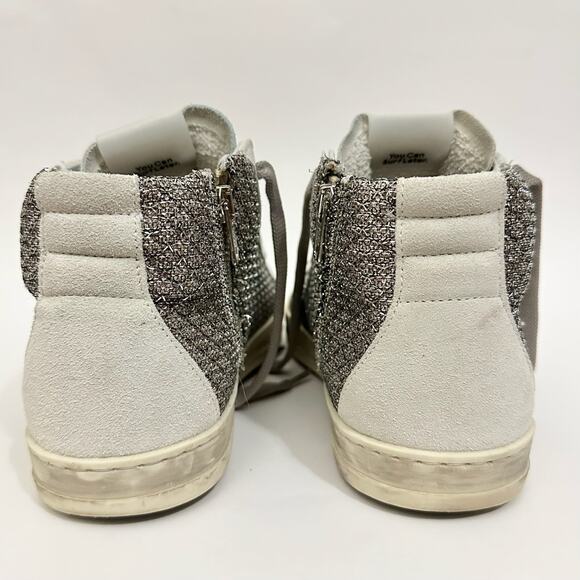 P448 Skate Glitter Sneakers Silver Gray High Top Lace Up - Picture 7 of 9